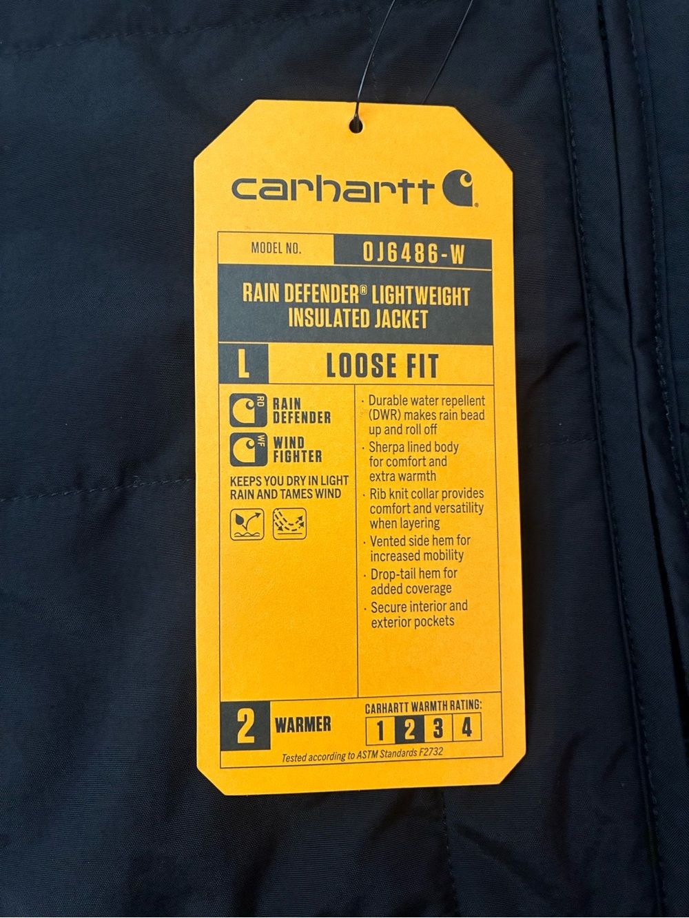 FINAL PRICE! NWT Carhartt Rain Defender Lightweight Insulated Jacket - Picture 7 of 9